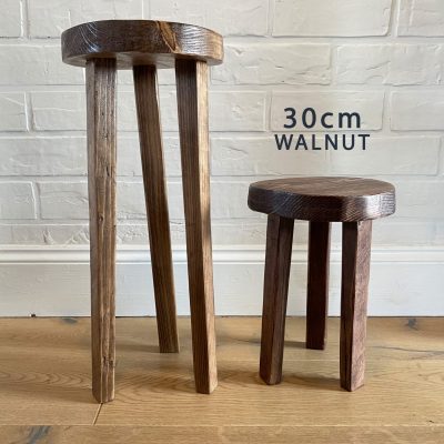 Handmade Reclaimed Wood Rustic Round Plant Stand Table / End Table